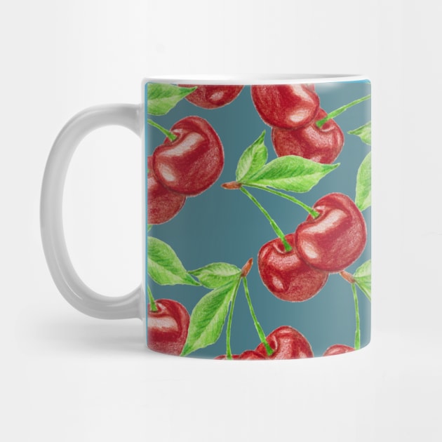 Delicious seamless pattern with cherries fruit by Ammi